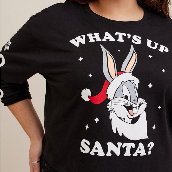 ❤️NWT VINTAGE TORRID TEE - BUGS BUNNY LOONEY TUNES CHRISTMAS HOLIDAY SANTA HAT - Picture 8 of 13